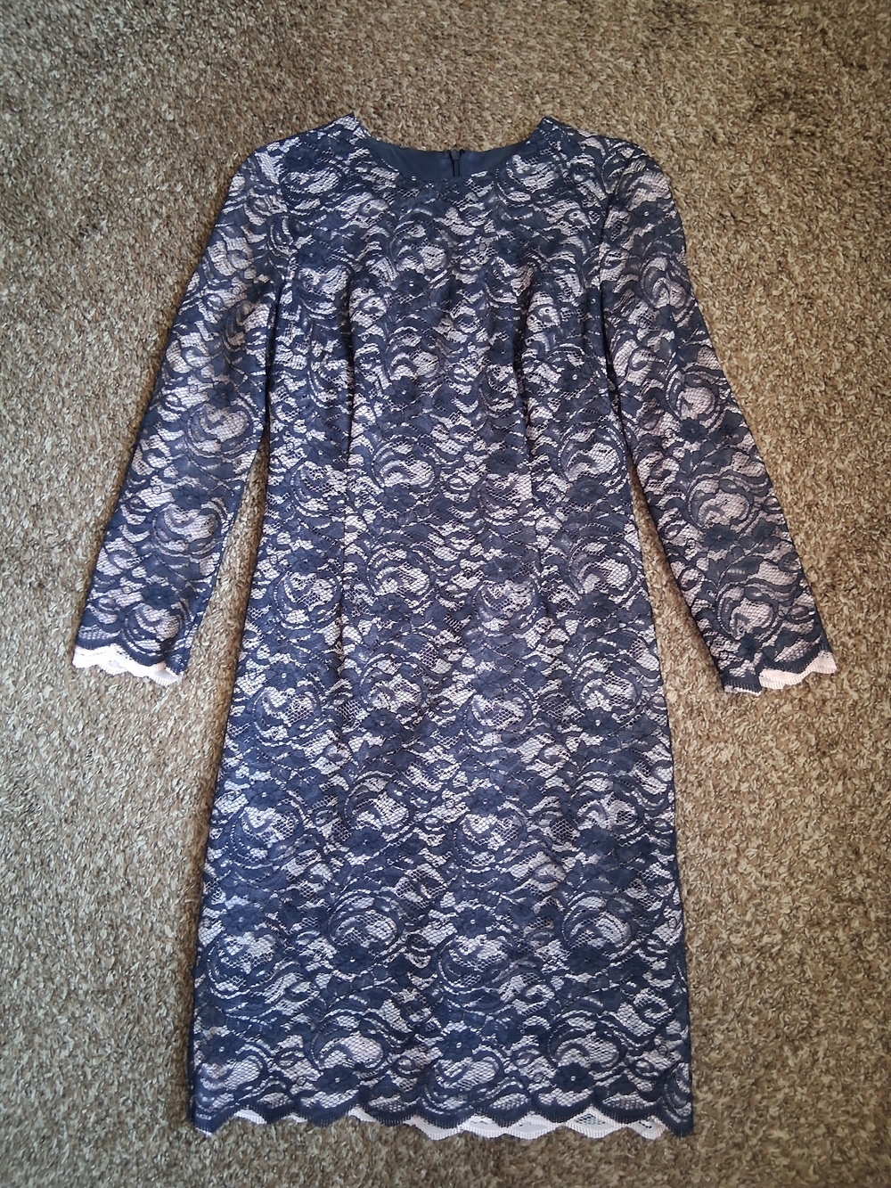 Long Sleeve Navy Lace Sheath Dress